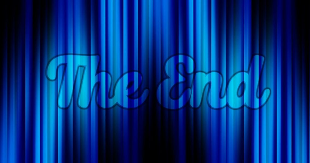 Theater-Vorhang mit Text: The End